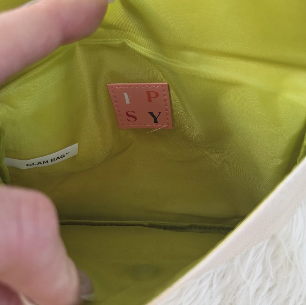 Ipsy Cream Envelope Faux Reptile Cosmetics Bag